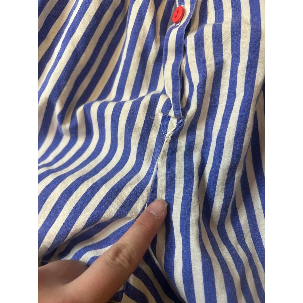 Vintage‎ OshKosh Bgosh 3T Blue Floral Striped Bubble Romper Made in USA 90s